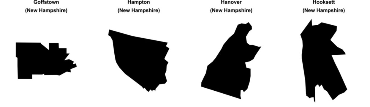 Goffstown, Hampton, Hanover, Hooksett outline maps