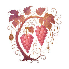 Obraz premium PNG Elegant vintage grape illustration