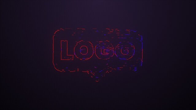 Digital Glitch Glow Outline Neon Logo Reveal