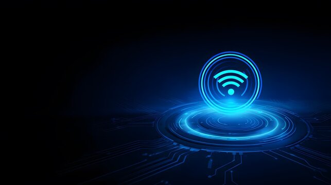 Futuristic digital signal glows within a serene cybernetic circuit design concept