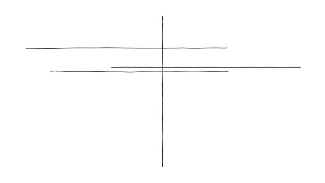 Simple line graph on a coordinate plane with two horizontal lines and one vertical line intersecting at various points showcasing a basic graphical representation.