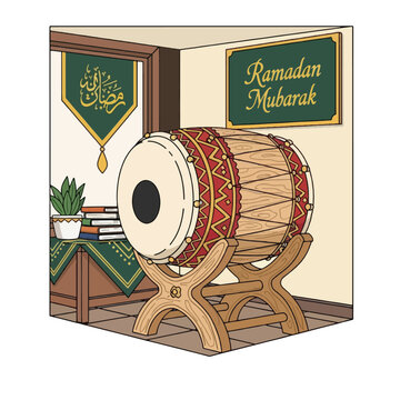 Traditional Middle Eastern Large Drum Instrument.