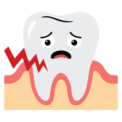 Hand drawn cartoon illustration of unhealthy tooth character suitable for oral health awareness dental care and educational design themes