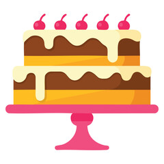 Homemade cake icon shown as flat vector illustration isolated on white background ideal for bakery dessert cooking menu and food branding graphics © Nass Studio