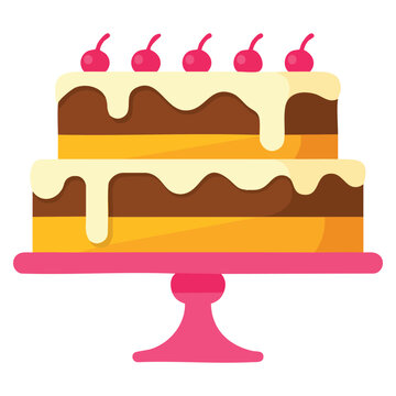Homemade cake icon shown as flat vector illustration isolated on white background ideal for bakery dessert cooking menu and food branding graphics