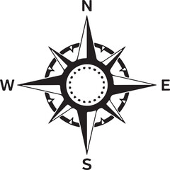 Compass Icon Silhouette Direction Navigation Symbol Black Vector Illustration © Usman AI