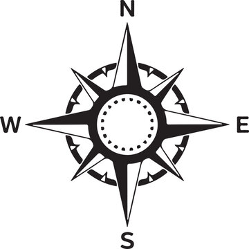 Compass Icon Silhouette Direction Navigation Symbol Black Vector Illustration