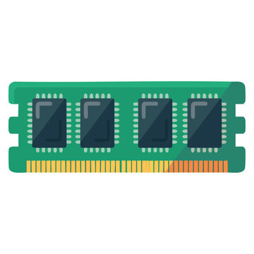 Isolated computer ram memory stick vector illustration ideal for tech hardware electronics data storage and system upgrade design