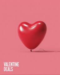Heart Vibrant Red Balloon Against Pink Background