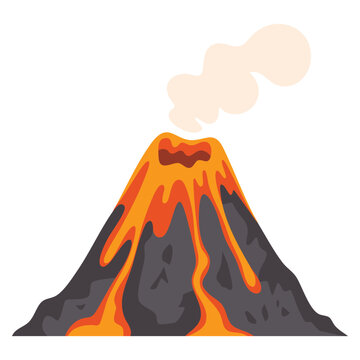 Lava eruption volcano vector icon illustrated in cartoon style isolated on white background ideal for web design nature geology disaster and science interfaces
