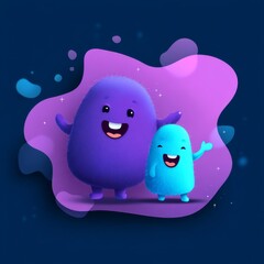 Obraz premium Colorful Cartoon Characters with Friendly Expressions in Playful Background