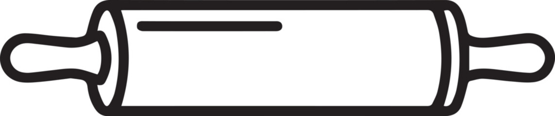 Black and White Outline Rolling Pin Kitchen Icon