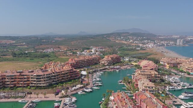 Sotogrande marina aerial view displaying luxury apartments