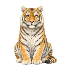 Obraz premium PNG Majestic tiger illustration sitting gracefully.