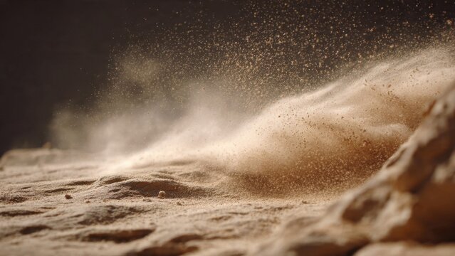 Sandstorm blowing across the desert landscape