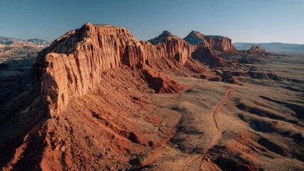 Obraz premium Striking Desert Landscape with Red Rock Mountains