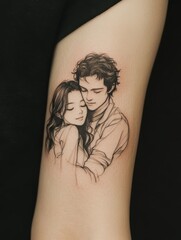 Naklejka premium Tattoo of Embracing Couple image stock