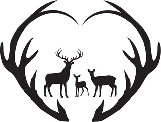 Deer Antlers Heart Vector