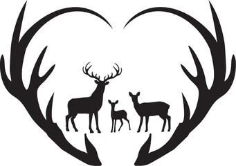 Deer Antlers Heart Vector