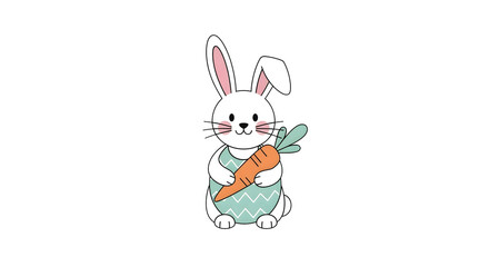 Obraz premium Simple vector illustration of cute bunny holding carrot