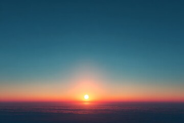 Fototapeta premium Bright Sunrise Over a Clear Horizon With Empty Foreground at Dawn to Mark a New Beginning