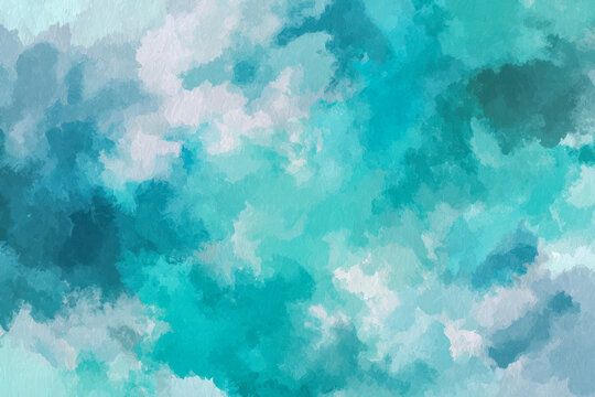 Abstract digital artwork showcasing a blend of cool blue and teal tones with a textured, painterly effect evoking a sense of calm and fluidity in motion