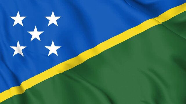 Realistic Solomon Islands Flag Waving, 4K Loop, Pacific Oceania News