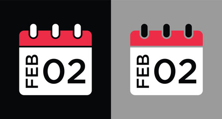calendar - February 2 icon illustration isolated vector sign symbol