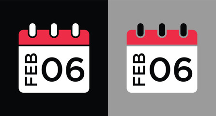 calendar - February 6 icon illustration isolated vector sign symbol