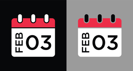 calendar - February 3 icon illustration isolated vector sign symbol