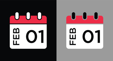 calendar - February 1 icon illustration isolated vector sign symbol