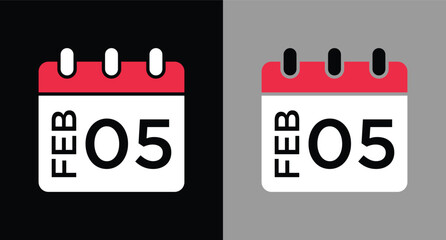 calendar - February 5 icon illustration isolated vector sign symbol