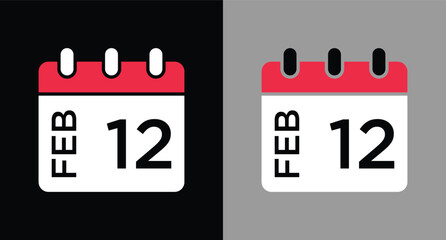 calendar - February 12 icon illustration isolated vector sign symbol