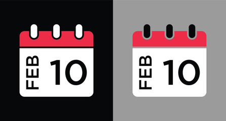 calendar - February 10 icon illustration isolated vector sign symbol