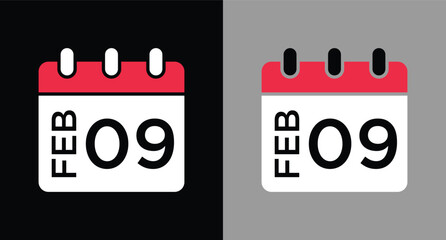 calendar - February 9 icon illustration isolated vector sign symbol