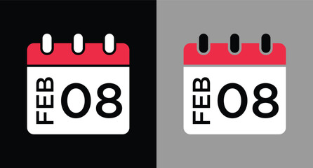 calendar - February 8 icon illustration isolated vector sign symbol