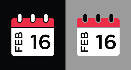 calendar - February 16 icon illustration isolated vector sign symbol