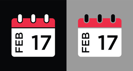 calendar - February 17 icon illustration isolated vector sign symbol