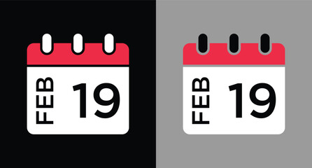 calendar - February 19 icon illustration isolated vector sign symbol
