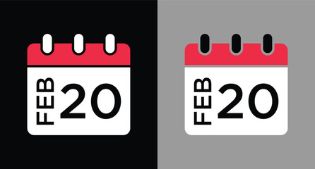 calendar - February 20 icon illustration isolated vector sign symbol