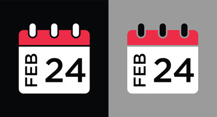 calendar - February 24 icon illustration isolated vector sign symbol