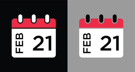 calendar - February 21 icon illustration isolated vector sign symbol