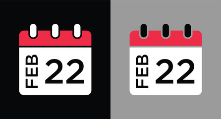 calendar - February 22 icon illustration isolated vector sign symbol
