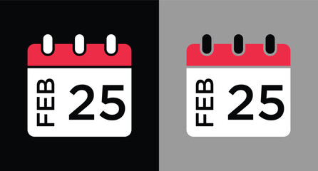 calendar - February 25 icon illustration isolated vector sign symbol