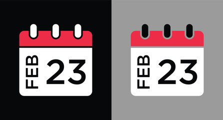 calendar - February 23 icon illustration isolated vector sign symbol