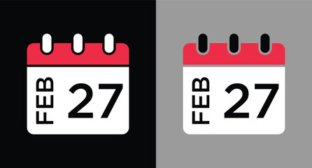 calendar - February 27 icon illustration isolated vector sign symbol