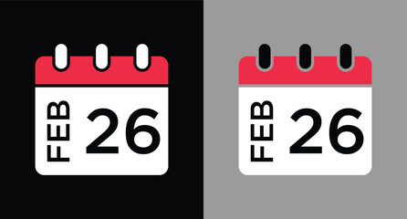 calendar - February 26 icon illustration isolated vector sign symbol