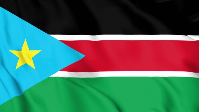 Realistic South Sudan Flag Waving, 4K Loop, East Africa's Newest Nation