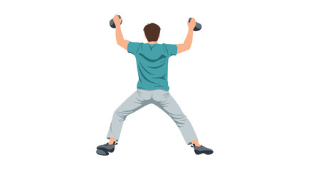 Fototapeta premium Man performing indoor climbing on artificial wall viewed from behind reaching for holds with arms outstretched demonstrating athletic strength