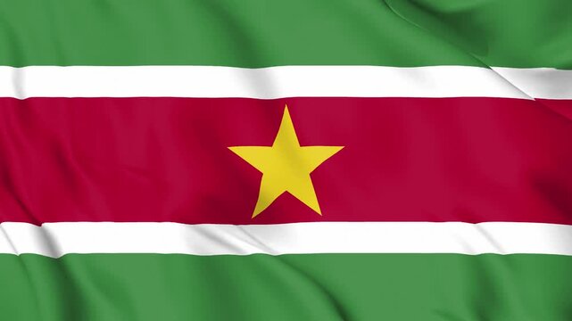 Realistic Suriname Flag Waving, 4K Seamless Loop, South America Culture